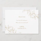 金ゴールドクラシックグリーナリー結婚の花嫁の提案 招待状 (裏面)
