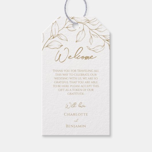 金ゴールドクラシックグリーンリー目的地ウェディングウェルカムセンター ギフトタグ (正面)