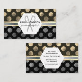 金ゴールドクラシックシルバー水玉模様 名刺 (正面/裏面)