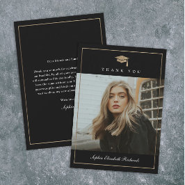 金ゴールドクラシックスクリプトの写真の卒業 サンキューカード