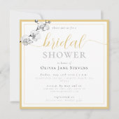 金ゴールドクラシックスクリプトホワイトランブライダルシャワー 招待状 (正面)