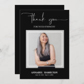 金ゴールドクラシックスクリプト悔やみや弔慰ありがとう写真 招待状 (正面/裏面)