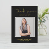 金ゴールドクラシックスクリプト悔やみや弔慰ありがとう写真 招待状 (スタンド正面)