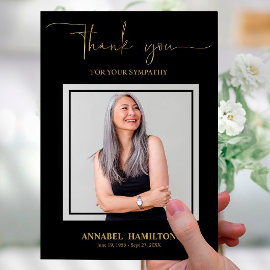 金ゴールドクラシックスクリプト悔やみや弔慰ありがとう写真 招待状