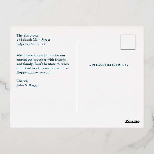 金ゴールドクラシックスタグサンクスギビングエバパーティー 箔招待状ポストカード (裏面)