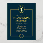 金ゴールドクラシックスタグサンクスギビングエバパーティー 箔招待状ポストカード (正面)
