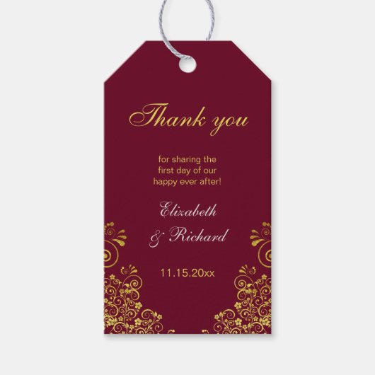 金ゴールドクラシックスワーズ結婚ズ・サンキュー ギフトタグ (正面)