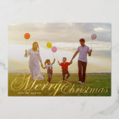 金ゴールドクラシックタイポグラフィ写真メリークリスマス 箔シーズンカード (正面)
