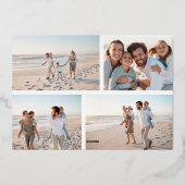 金ゴールドクラシックタイポグラフィFIVEフォトメリークリスマス 箔シーズンカード (裏面)