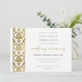 金ゴールドクラシックダマスク花パタ結婚ーン 招待状 (スタンド正面)