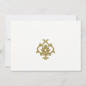 金ゴールドクラシックダマスク花パタ結婚ーン 招待状 (裏面)