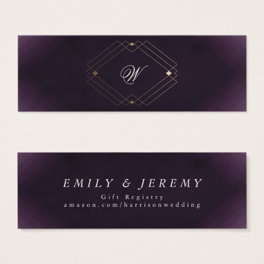 金ゴールドクラシックデコ紫の書道モノグラム (正面&裏面)