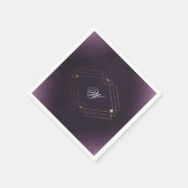 金ゴールドクラシックデコ紫の書道モノグラム スタンダードカクテルナプキン (角)