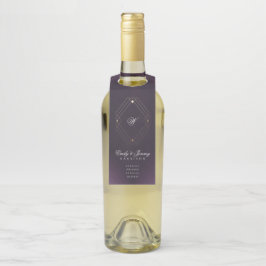 金ゴールドクラシックデコ紫の書道モノグラム ボトルネックタグ