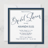 金ゴールドクラシックネイビー – ブライダルシャワー招待 招待状 (正面)