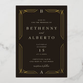 金ゴールドクラシックビザンチン結婚ズフォイル招待状 箔招待状 (正面)