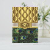 金ゴールドクラシックピーコック誕生日招待状 招待状 (スタンド正面)