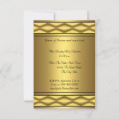 金ゴールドクラシックピーコック誕生日招待状 招待状 (裏面)