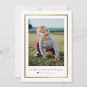 金ゴールドクラシックフォイルのフレーム写真バレンタインデー ノートカード (正面)