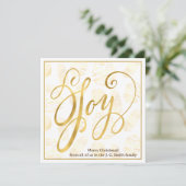 金ゴールドクラシックフラットホリデーカードにクリスマスジョイ シーズンカード (スタンド正面)