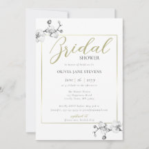 金ゴールドクラシックフレームホワイトオーキッドBWブライダルシャワー