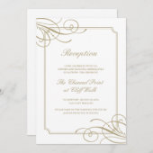 金ゴールドクラシックフレームラグジュアリーウェディング披露宴 招待状 (正面/裏面)