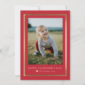 金ゴールドクラシックフレーム写真バレンタインデー ノートカード (正面)