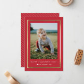 金ゴールドクラシックフレーム写真バレンタインデー ノートカード (正面/裏面インサイチュ)