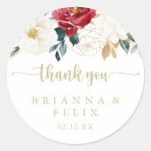 金ゴールドクラシックフローラサンキュー結婚式の引き出物 ラウンドシール (正面)