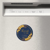 金ゴールドクラシックフローラネイビー結婚ブルー マグネット (インサイチュ (食洗機))