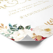 金ゴールドクラシックフローラ共有ラブハッシュタグサイン ポスター (角)