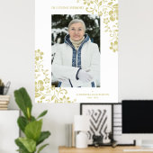 金ゴールドクラシックフローラ葬儀サービス親愛ワンフォト ポスター (ホームオフィス)