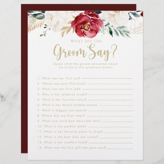 金ゴールドクラシックブライダルシャワー新郎は何と言った (正面/裏面)