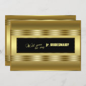 金ゴールドクラシックブラックは私のjr.花嫁のメイド？ 招待状 (正面/裏面)