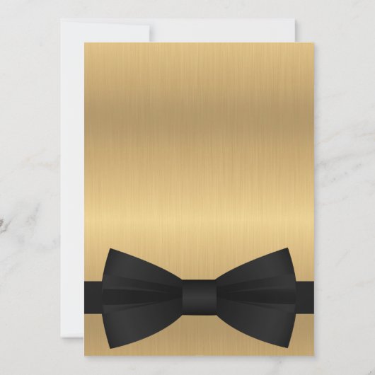 金ゴールドクラシックブラックタイペアレント結婚式招待状 招待状 (裏面)