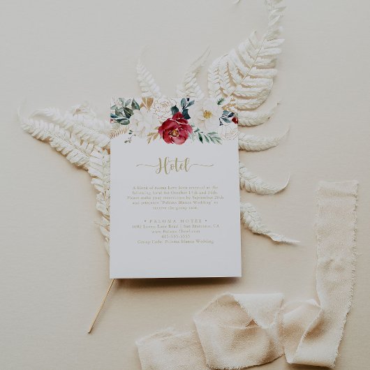 金ゴールドクラシックブルガンディホワイトフローラホテル エンクロージャーカード