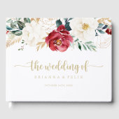 金ゴールドクラシックブルゴーニュ白フローラ結婚ズ ゲストブック (正面)