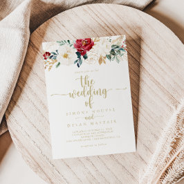 金ゴールドクラシックブルゴーニュ白結婚フローラ 招待状