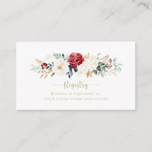 金ゴールドクラシックブルゴーニュ結婚ーホワイトのギフト登録 エンクロージャーカード (正面)