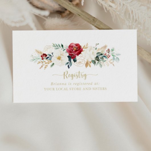 金ゴールドクラシックブルゴーニュ結婚ーホワイトのギフト登録 エンクロージャーカード