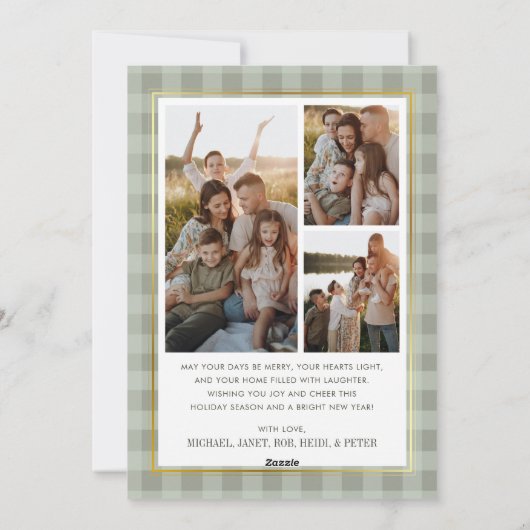 金ゴールドクラシックホリデーフォトカード、メリークリスマス シーズンカード (裏面)