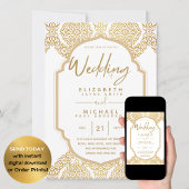 金ゴールドクラシックホワイトエレガ華美ントウェディング 招待状