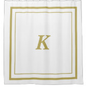 金ゴールドクラシックホワイトモノグラムシャワーカーテン シャワーカーテン (正面)