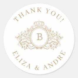 金ゴールドクラシックモノグラムカスタムスのシ結婚ステッカー ラウンドシール