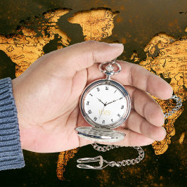 金ゴールドクラシックモノグラム銀ポケット 腕時計