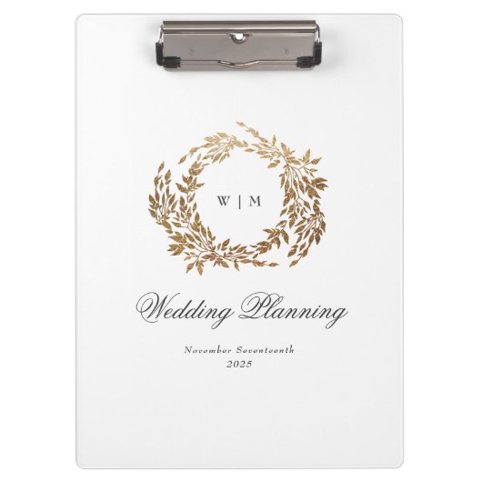 金ゴールドクラシックリースモノグラ結婚ム クリップボード (正面)