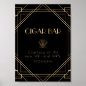 金ゴールドクラシックヴィンテージの好意シガーバーの結婚サイン ポスター (正面)