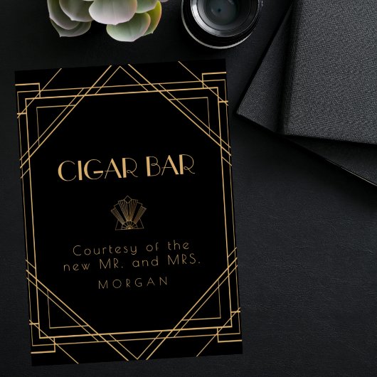 金ゴールドクラシックヴィンテージの好意シガーバーの結婚サイン ポスター