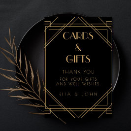 金ゴールドクラシックヴィンテージカードとギフト結婚サイン ポスター