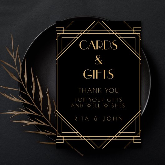 金ゴールドクラシックヴィンテージカードとギフト結婚サイン ポスター